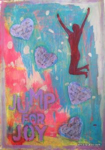 "Jump for Joy" art journal page by Artfully Carin