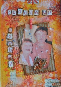 cuddle up cowboy art journal page