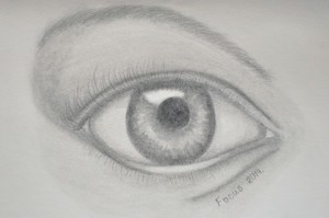 Realistic eye drawing in pencil